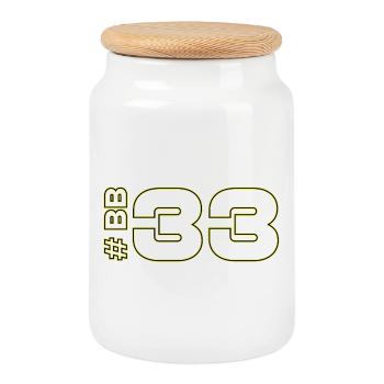 -BB33-2026 - Cookie Jar with Wooden Lid - white - Front