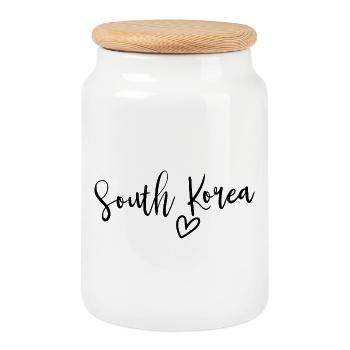 Corée du Sud Cœur Les Femmes Amour Corée du Sud - Boîte à biscuits avec couvercle en bois - blanc - Devant