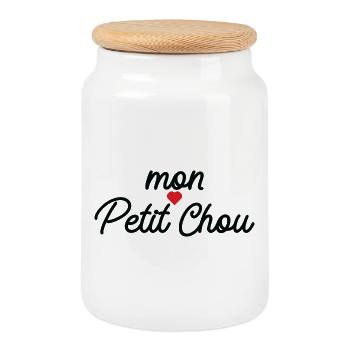 Mon Petit Chou Script Coeur - Boîte à biscuits avec couvercle en bois - blanc - Devant
