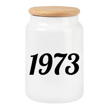1973 Vintage 1973 Retro Birthday 1973 Gift - Cookie Jar with Wooden Lid - white - Front