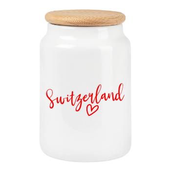 Cœur Suisse Femmes Amour Suisse - Boîte à biscuits avec couvercle en bois - blanc - Devant
