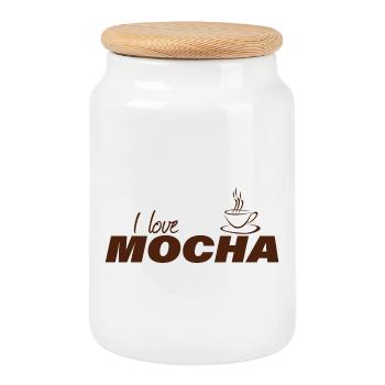I LOVE MOCHA - Cookie Jar with Wooden Lid - white - Front