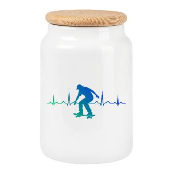 skater Power Skateboarding Design - Keksdose mit Holzdeckel - Weiß - Vorne