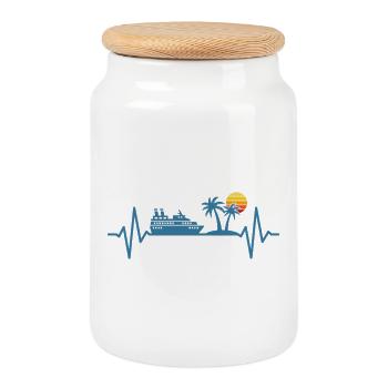 Kreuzfahrt Herzschlag Kreuzfahrtschiff Urlaub - Keksdose mit Holzdeckel - Weiß - Vorne