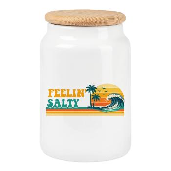 Fühle mich salzig Retro Spring Break Kreuzfahrturlaub - Keksdose mit Holzdeckel - Weiß - Vorne