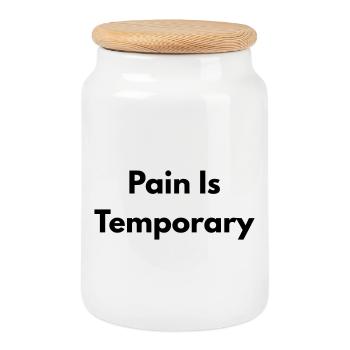 Pain is temporary - Boîte à biscuits avec couvercle en bois - blanc - Devant