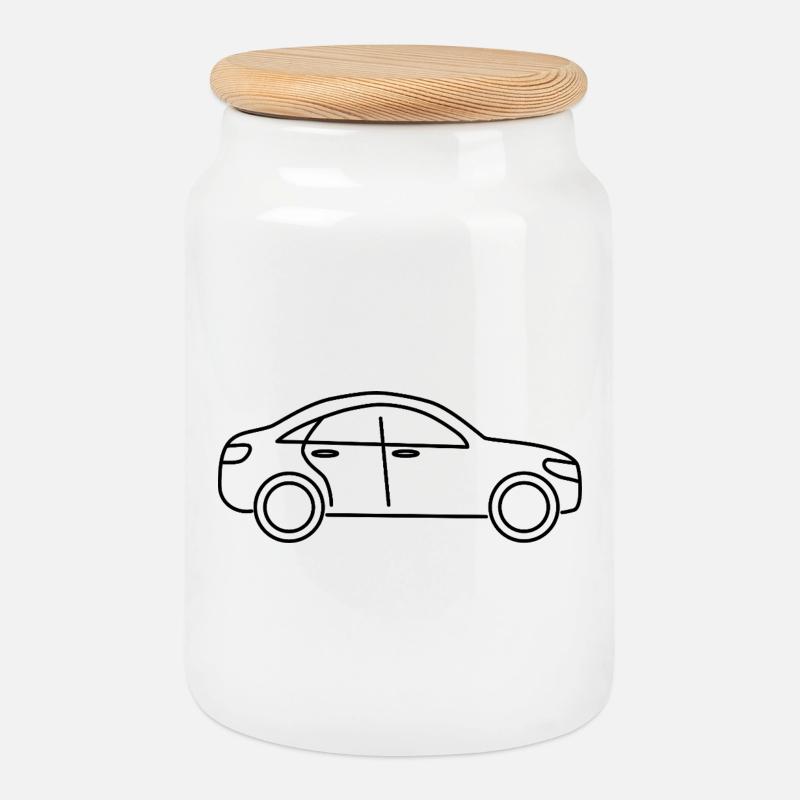 Auto Design - Keksdose mit Holzdeckel - Weiß