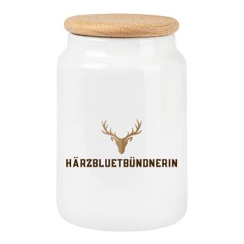 Härzbluetgraubünden - Boîte à biscuits avec couvercle en bois - blanc - Devant