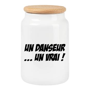 A dancer... a real - Cookie Jar with Wooden Lid - white - Front