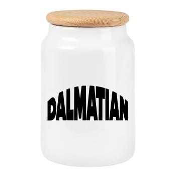 Dalmatian, Dalmatian lettering - Cookie Jar with Wooden Lid - white - Front