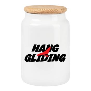 Intense Red Hang Gliding Graphic - Cookie Jar with Wooden Lid - white - Front