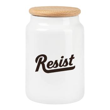 Resist lettering courageous protest - Cookie Jar with Wooden Lid - white - Front