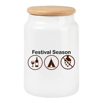 Festival Season – Camping & Party Humor Design - Keksdose mit Holzdeckel - Weiß - Vorne
