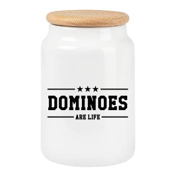 Dominoes Are Life : Le Look des Passionnés - Boîte à biscuits avec couvercle en bois - blanc - Devant