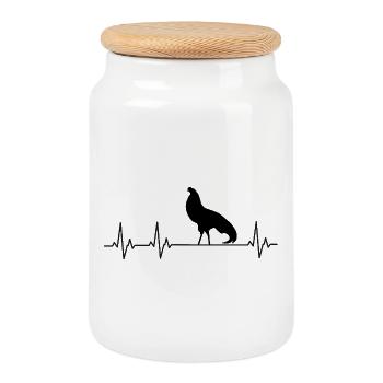 Cubalaya - Fans de poulets - - Coq - Poussins - Boîte à biscuits avec couvercle en bois - blanc - Devant
