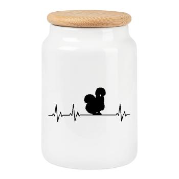 Chicken Fans - Rooster - Rooster - Silk Chicken - Cookie Jar with Wooden Lid - white - Front
