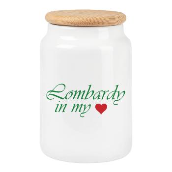 Conception de l’écriture Lombardy Heart - Boîte à biscuits avec couvercle en bois - blanc - Devant