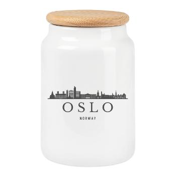 Oslo, Norvège, silhouette d’Oslo - Boîte à biscuits avec couvercle en bois - blanc - Devant
