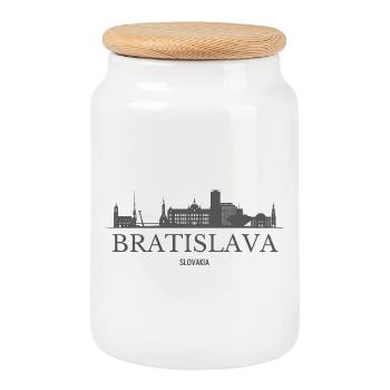 Bratislava, Slowakei, Skyline von Bratislava - Keksdose mit Holzdeckel - Weiß - Vorne