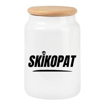 SKIKOPAT !  - Boîte à biscuits avec couvercle en bois - blanc - Devant