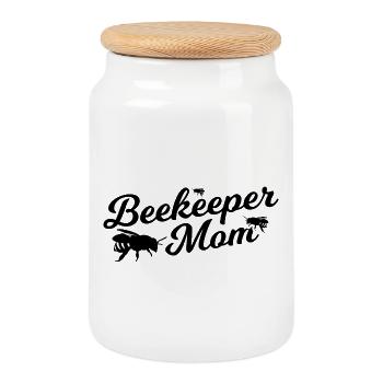 Beekeeper Mother - Cookie Jar with Wooden Lid - white - Front