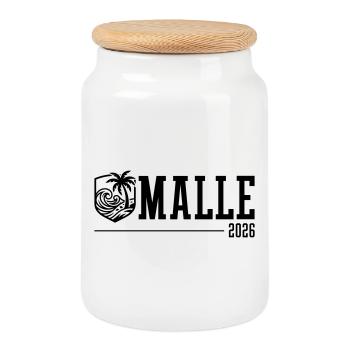 Malle 2026 Palm Trees Beach Mallorca - Boîte à biscuits avec couvercle en bois - blanc - Devant