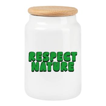 Respecter la nature - Boîte à biscuits avec couvercle en bois - blanc - Devant
