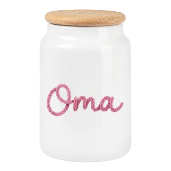 granny - Cookie Jar with Wooden Lid - white - Front