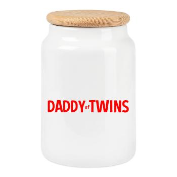 Soon to Be Daddy of Twins - Cookie Jar with Wooden Lid - white - Front