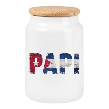 Papi Kuba Flagge Vintage Papa - Keksdose mit Holzdeckel - Weiß - Vorne