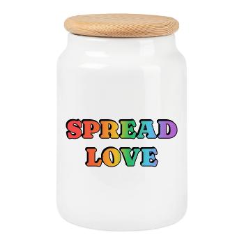 Spread Love Rainbow Fette Typografie - Keksdose mit Holzdeckel - Weiß - Vorne
