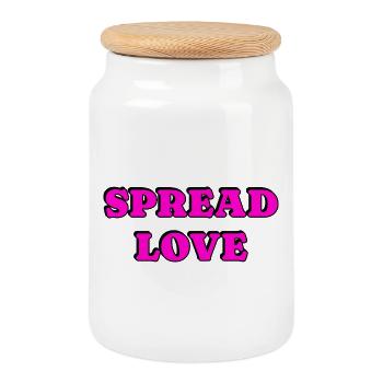 Spread Love Fette Typografie - Keksdose mit Holzdeckel - Weiß - Vorne