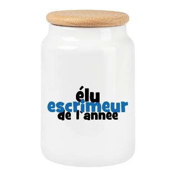 Design élu escrimeur de l'année bleu et noir - Boîte à biscuits avec couvercle en bois - blanc - Devant