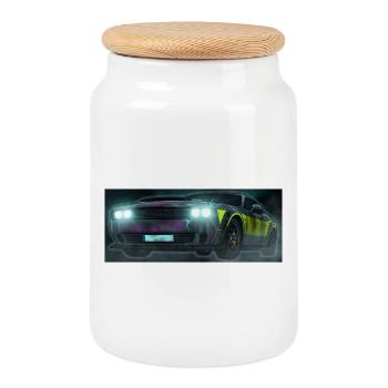 Flash Check Neon Stripe Car - Cookie Jar with Wooden Lid - white - Front