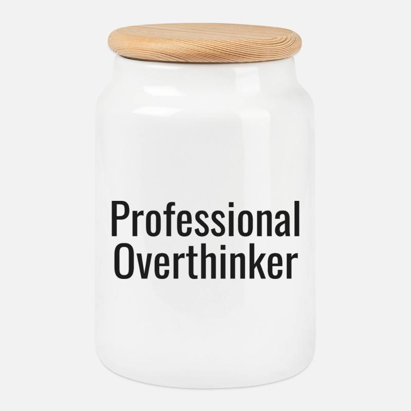 Overthinker tee | Funny Anxiety Gift - Cookie Jar with Wooden Lid - white