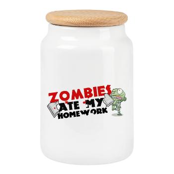 Les zombies ont mangé mes devoirs – Hausaufgaben Horror - Boîte à biscuits avec couvercle en bois - blanc - Devant