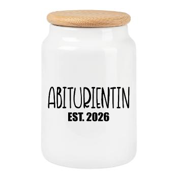 Abitur 2026 Abi - Boîte à biscuits avec couvercle en bois - blanc - Devant