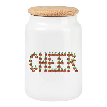 Tomatoes cheer - Cookie Jar with Wooden Lid - white - Front