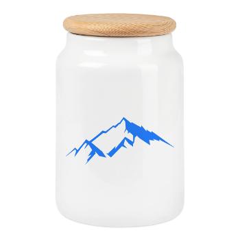 Blue Mountain Silhouette Panorama - Cookie Jar with Wooden Lid - white - Front