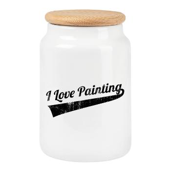 J’adore peindre - Boîte à biscuits avec couvercle en bois - blanc - Devant