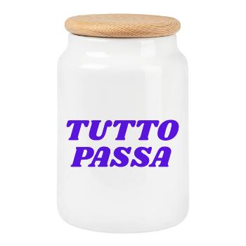 tutto passa - Cookie Jar with Wooden Lid - white - Front