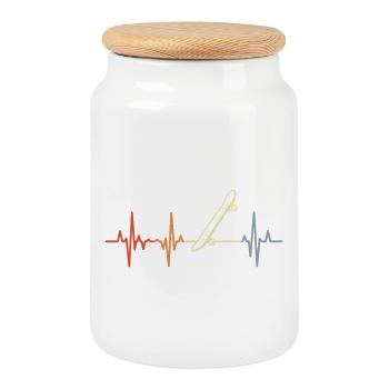 Retro Skateboard Heartbeat - Cookie Jar with Wooden Lid - white - Front