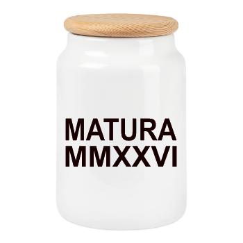 MATURA 2026 - roemische Ziffern - Keksdose mit Holzdeckel - Weiß - Vorne
