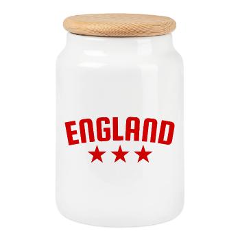 Angleterre 3 étoiles Design Rouge - Boîte à biscuits avec couvercle en bois - blanc - Devant
