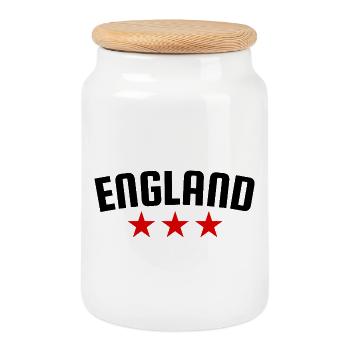 Angleterre 3 étoiles Design - Boîte à biscuits avec couvercle en bois - blanc - Devant