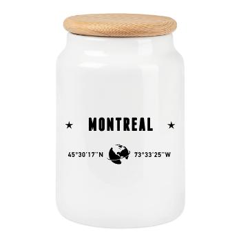 Montréal, Québec, coordonne la planète Terre - Boîte à biscuits avec couvercle en bois - blanc - Devant