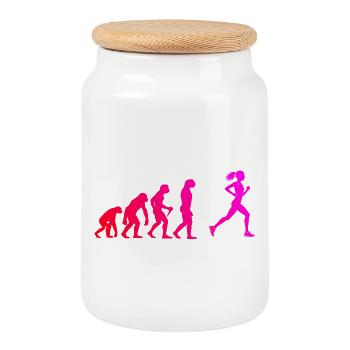 Marathonlaufen Geschenkidee für die Laufsportlerin - Keksdose mit Holzdeckel - Weiß - Vorne