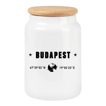 Budapest Hongrie Coordonnées Planète Terre - Boîte à biscuits avec couvercle en bois - blanc - Devant