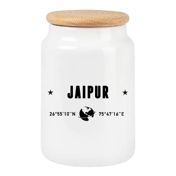 Jaipur, Inde Coordonnées Planète Terre - Boîte à biscuits avec couvercle en bois - blanc - Devant