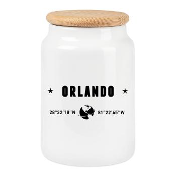 Orlando, Floride, coordonnées de la planète Terre - Boîte à biscuits avec couvercle en bois - blanc - Devant
